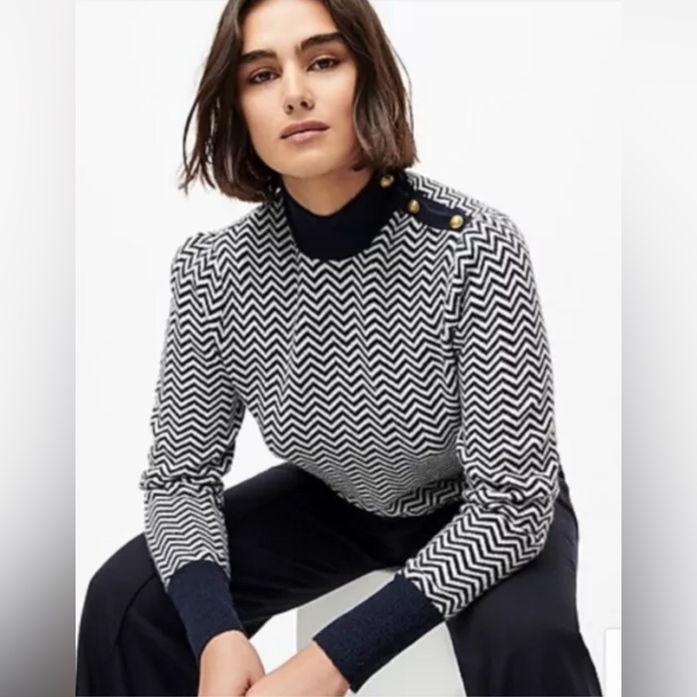 J.Crew Small Herringbone Alpaca Wool Sweater - Picture 2 of 7